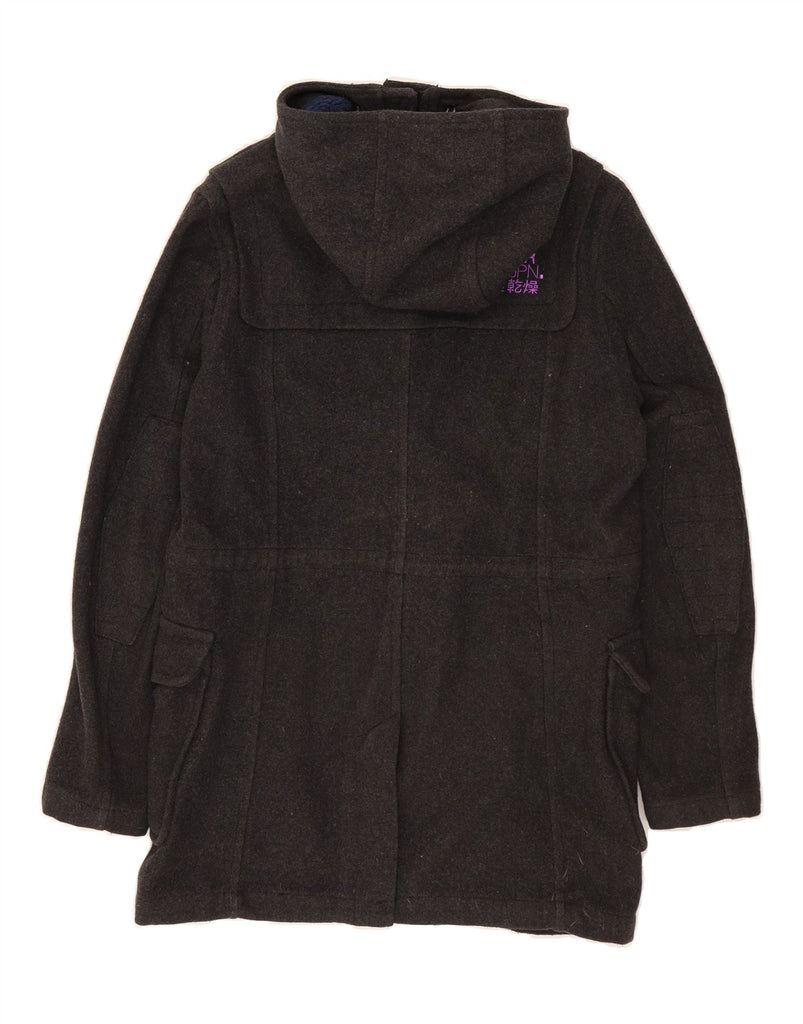 SUPERDRY Womens Hooded Duffle Coat UK 14 Medium Grey Wool Vintage Superdry and Second-Hand Superdry from Messina Hembry 