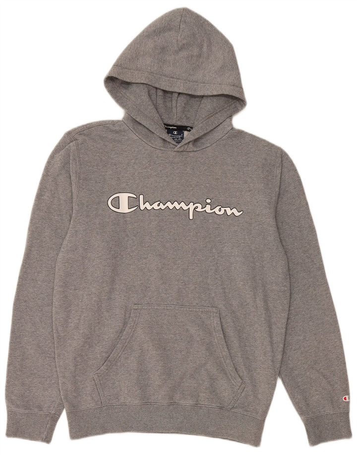 CHAMPION Mens Graphic Hoodie Jumper Medium Grey Cotton