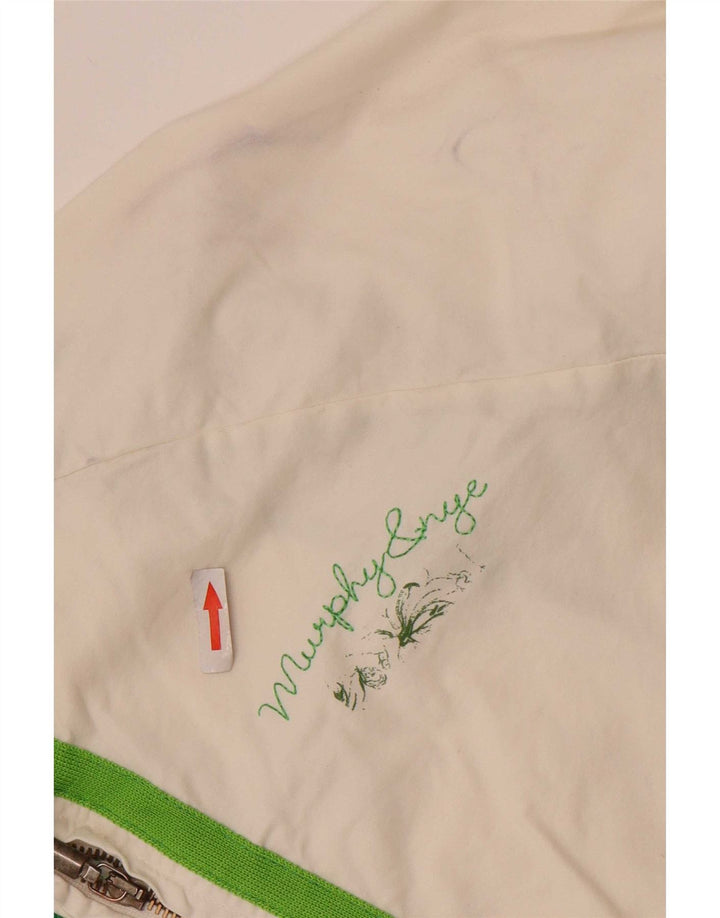 Murphy & Nye Womens Graphic Bomber Jacket UK 16 Large White Cotton