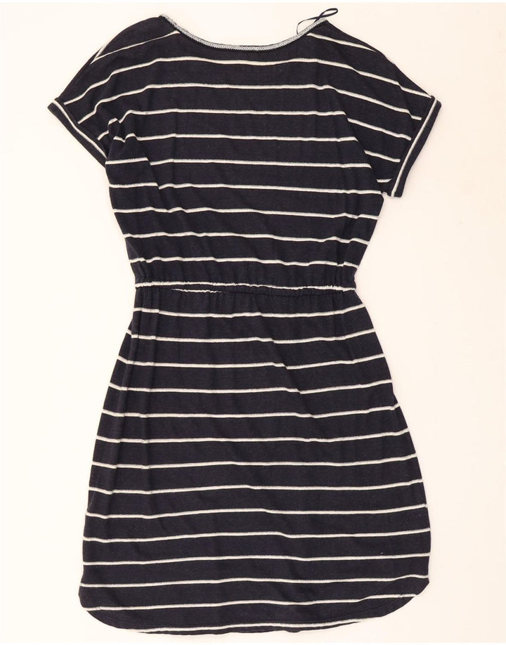 MONSOON Womens T-Shirt Dress UK 10 Small Navy Blue Striped Linen