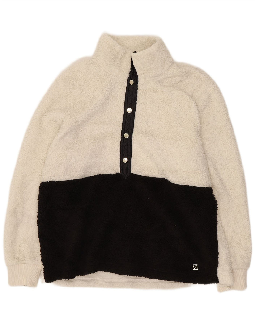 Calvin Klein Womens Oversized Fleece Jumper UK 14 Medium White Colourblock