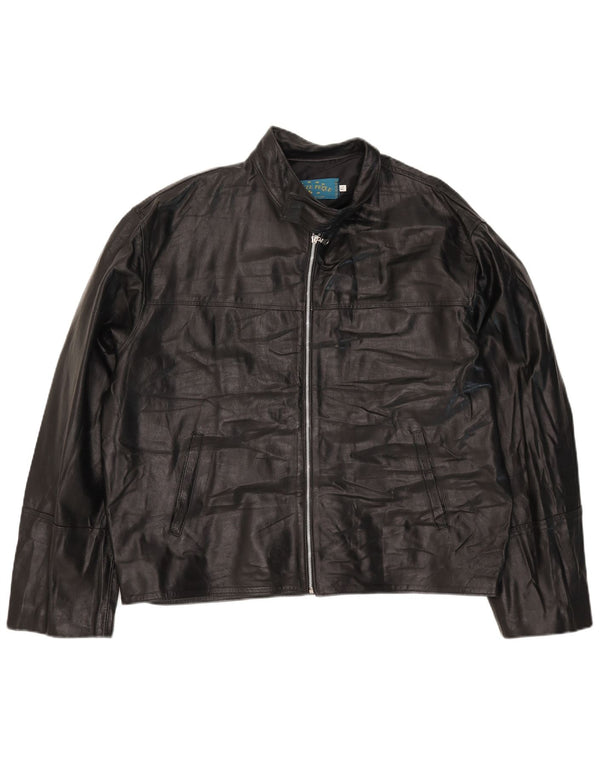 VINTAGE Mens Leather Jacket UK 42 XL Black Leather