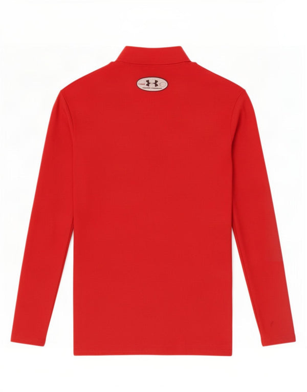 Under Armour Girls Top Long Sleeve 11-12 Years Red Nylon