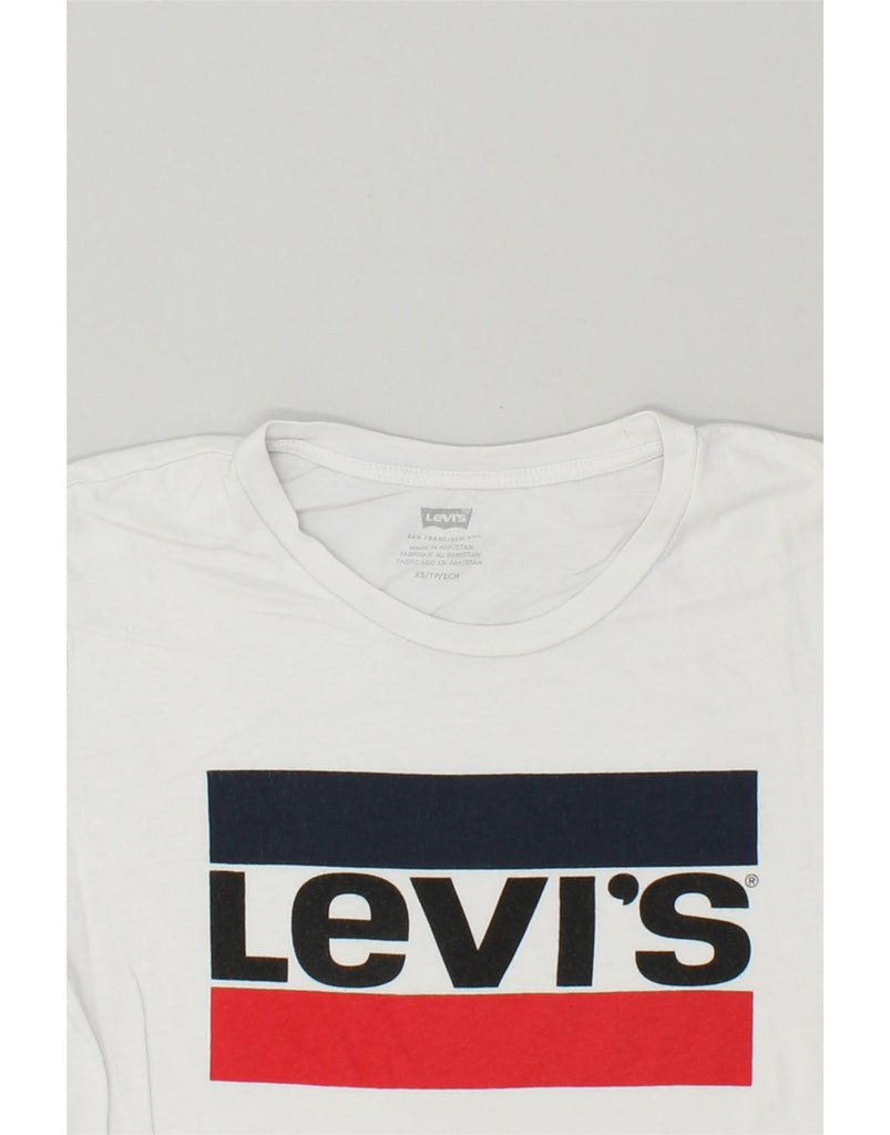 LEVI'S Womens Graphic T-Shirt Top UK 6 XS White Cotton | Vintage Levi's | Thrift | Second-Hand Levi's | Used Clothing | Messina Hembry 