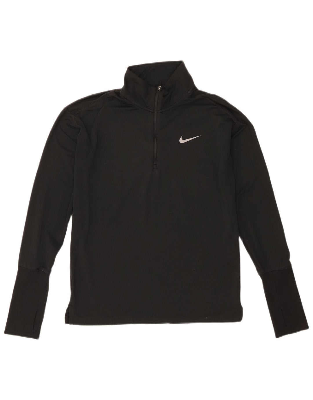 Nike Womens Dri Fit Zip Neck Pullover Tracksuit Top UK 6 XS Black Polyester