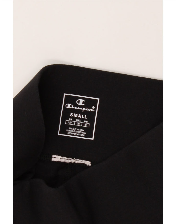 CHAMPION Womens Capri Graphic Leggings UK 10 Small  Black Polyester Vintage Champion and Second-Hand Champion from Messina Hembry 