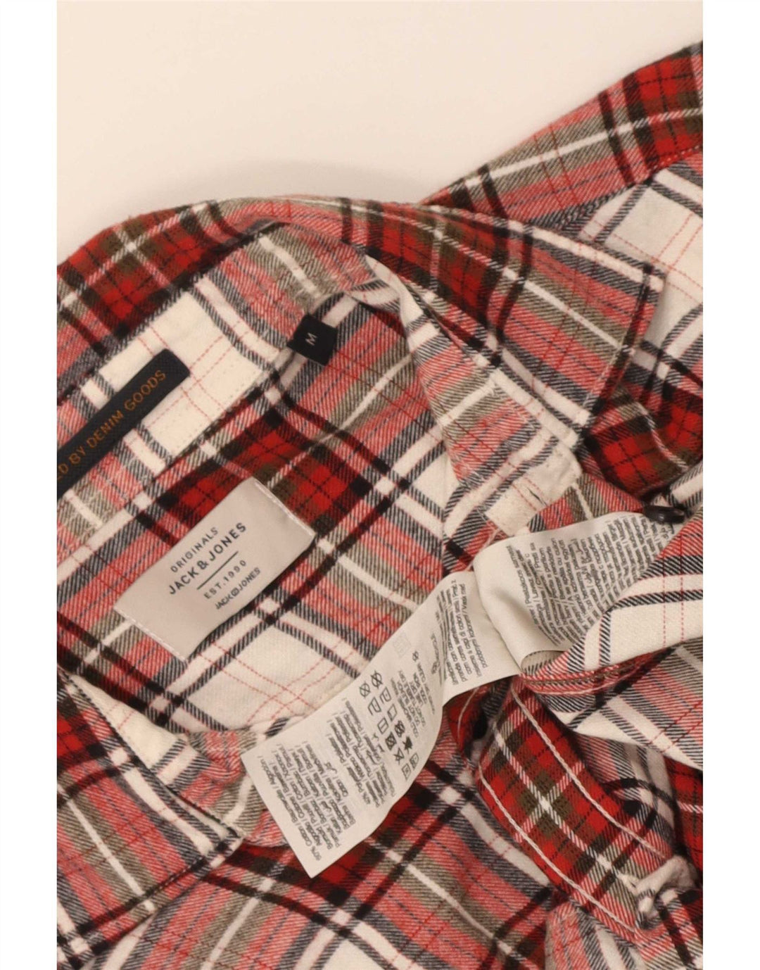 Jack & Jones Mens Flannel Shirt Medium Red Check Cotton