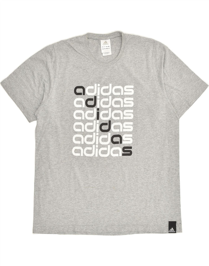 ADIDAS Mens Graphic T-Shirt Top XL Grey Cotton | Vintage Adidas | Thrift | Second-Hand Adidas | Used Clothing | Messina Hembry 