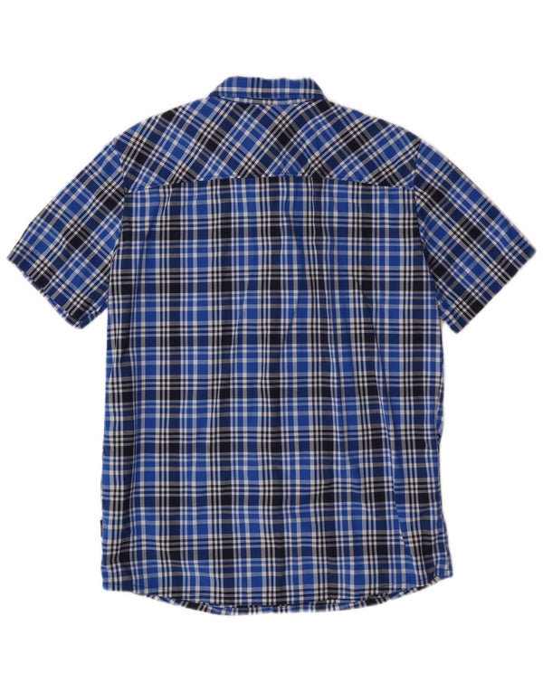 JACK WOLFSKIN Mens Short Sleeve Shirt UK 36/38 Small Blue Check Polyamide