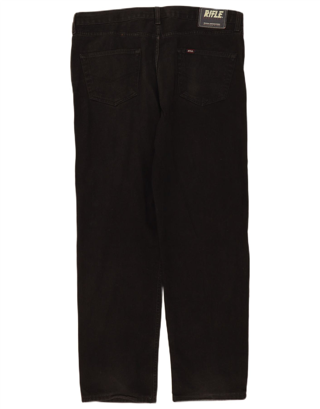 Rifle Mens Straight Jeans W40 L31 Black Cotton