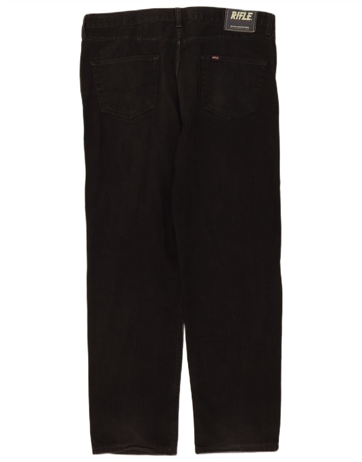 Rifle Mens Straight Jeans W40 L31 Black Cotton