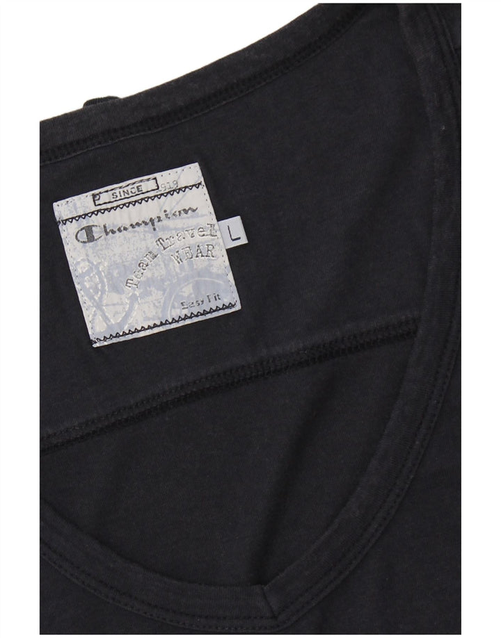 CHAMPION Womens Vest Top UK 14 Large Navy Blue