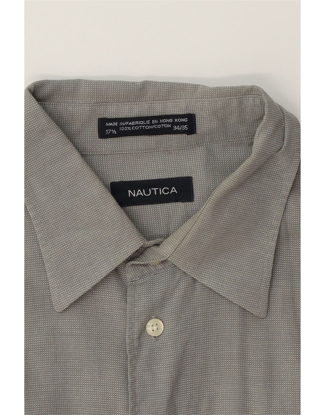 NAUTICA Mens Shirt Size 17 1/2 XL Grey Spotted Cotton Vintage Nautica and Second-Hand Nautica from Messina Hembry 
