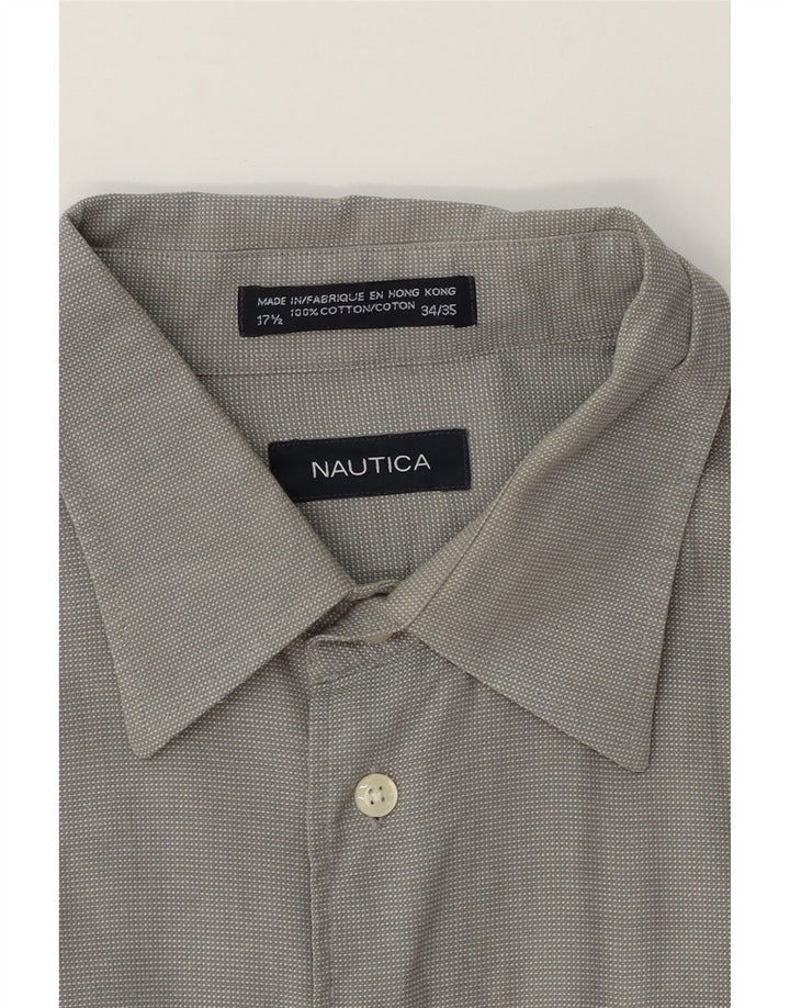 NAUTICA Mens Shirt Size 17 1/2 XL Grey Spotted Cotton Vintage Nautica and Second-Hand Nautica from Messina Hembry 