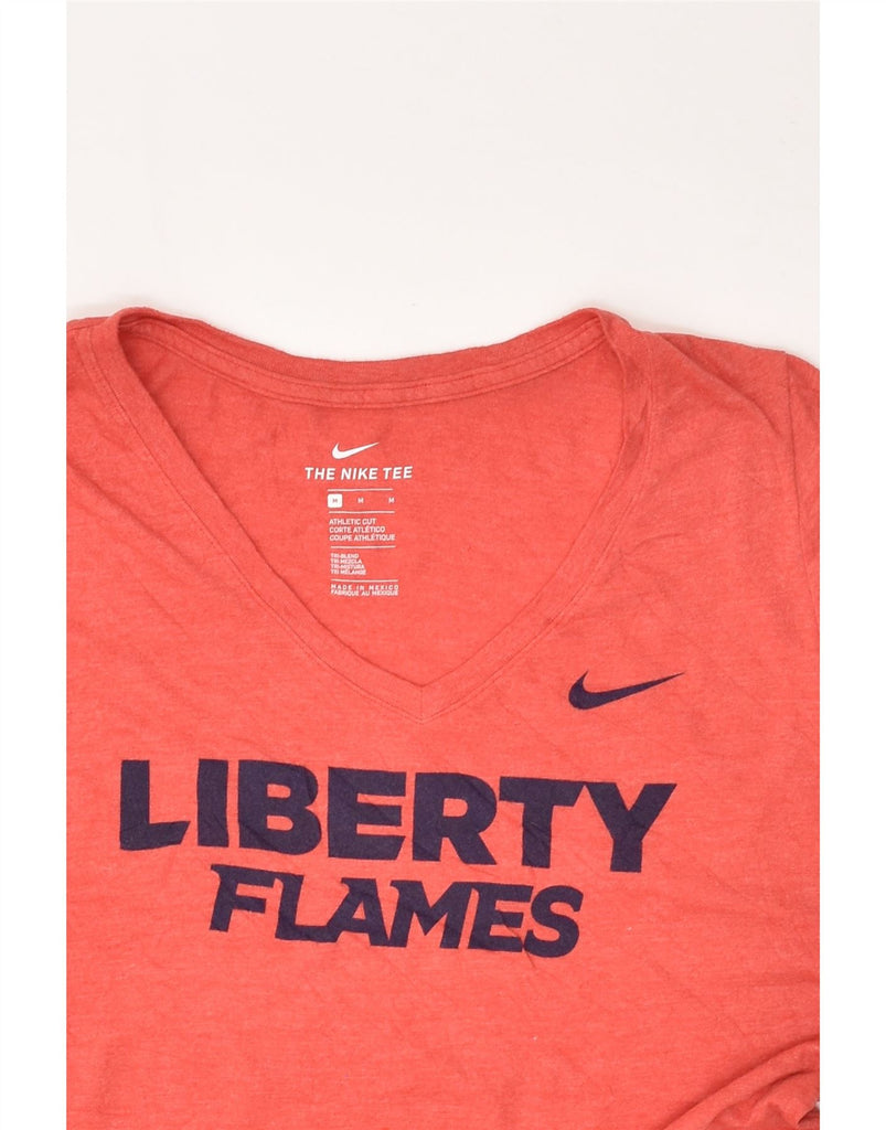 NIKE Womens Liberty Flames Graphic T-Shirt Top UK 12 Medium Red Polyester | Vintage Nike | Thrift | Second-Hand Nike | Used Clothing | Messina Hembry 