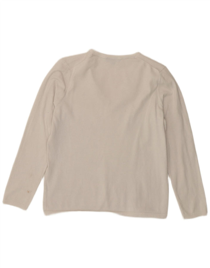 Tommy Hilfiger Womens V-Neck Jumper Sweater UK 14 Medium White