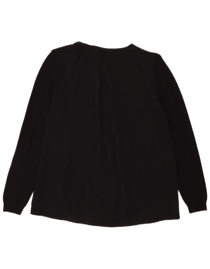 Marks & Spencer Womens Long Sleeve Blouse Top UK 16 Large Black Floral