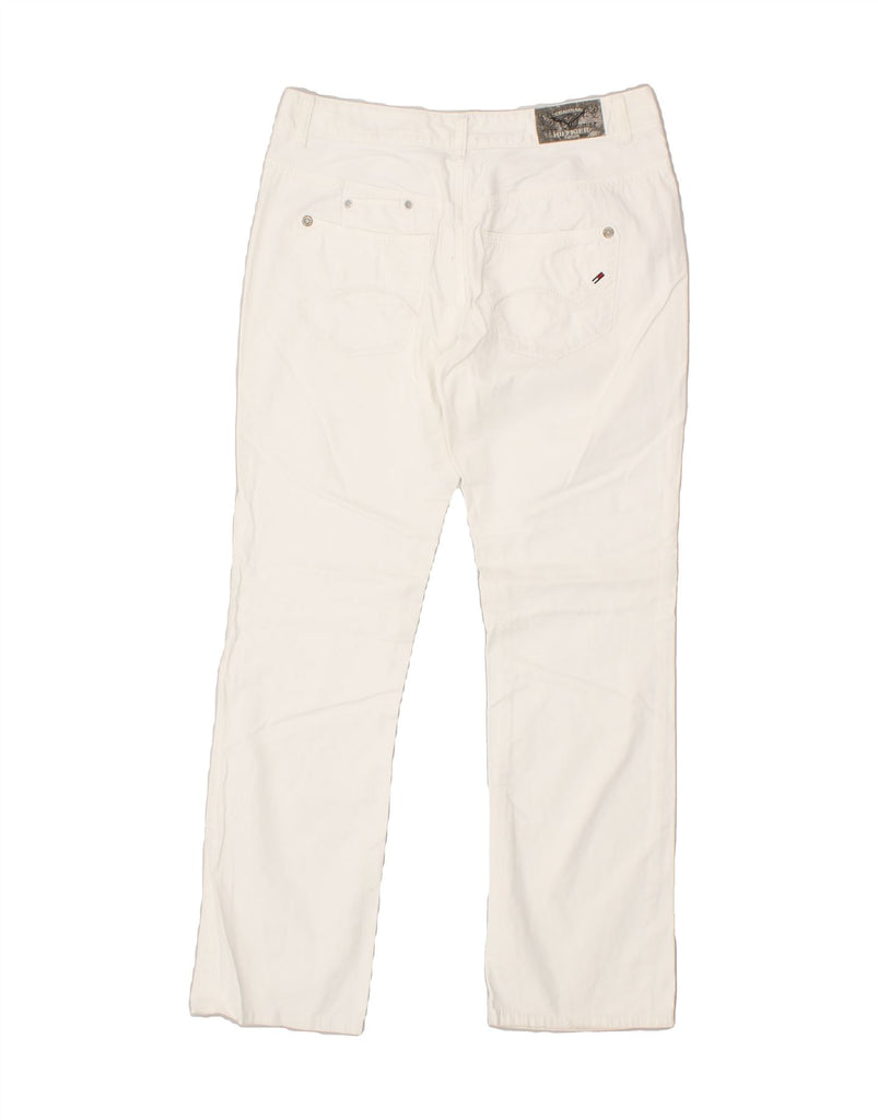 TOMMY HILFIGER Womens Straight Casual Trousers W34 L31 Off White Cotton | Vintage Tommy Hilfiger | Thrift | Second-Hand Tommy Hilfiger | Used Clothing | Messina Hembry 