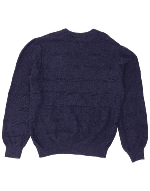 Chaps Mens Boat Neck Jumper Sweater Medium Navy Blue Striped
