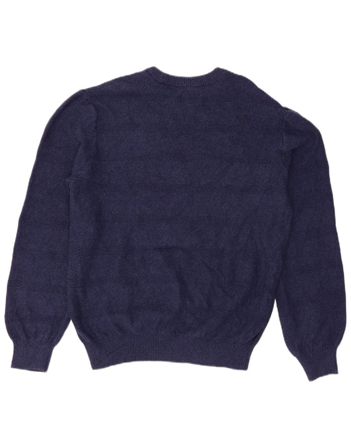 Chaps Mens Boat Neck Jumper Sweater Medium Navy Blue Striped