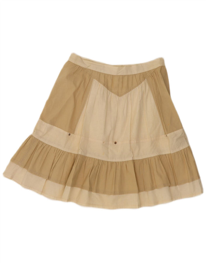 Vintage Womens A-Line Skirt W25 Small Beige Colourblock