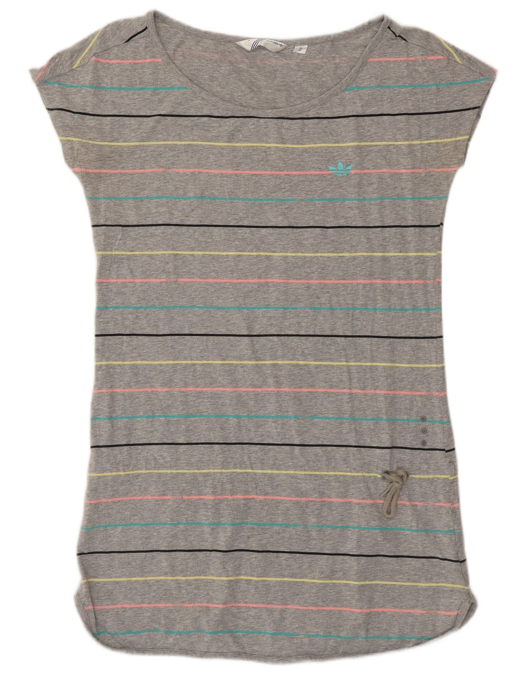 ADIDAS Womens T-Shirt Dress UK 14 Medium Grey Striped Cotton