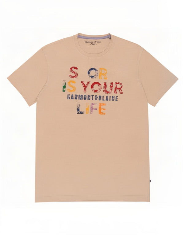 Harmont & Blaine Mens Graphic T-Shirt Top Medium White Cotton