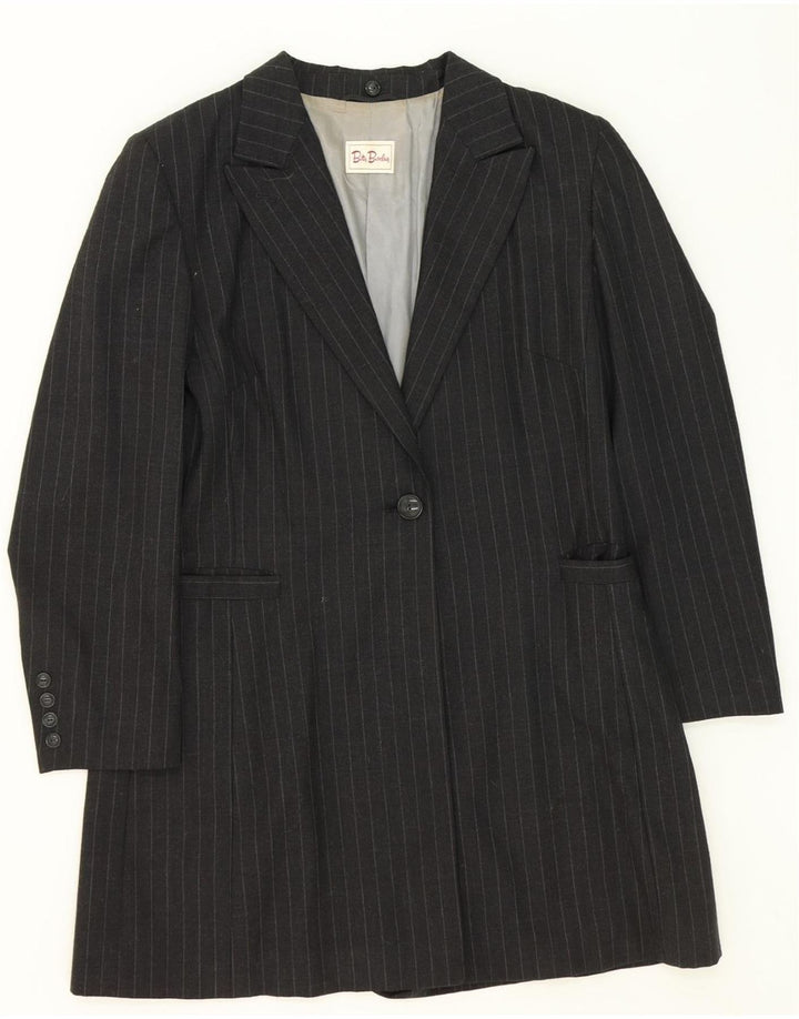 BETTY BARCLAY Womens 1 Button Blazer Jacket UK 16 Large Grey Pinstripe Vintage Betty Barclay and Second-Hand Betty Barclay from Messina Hembry 