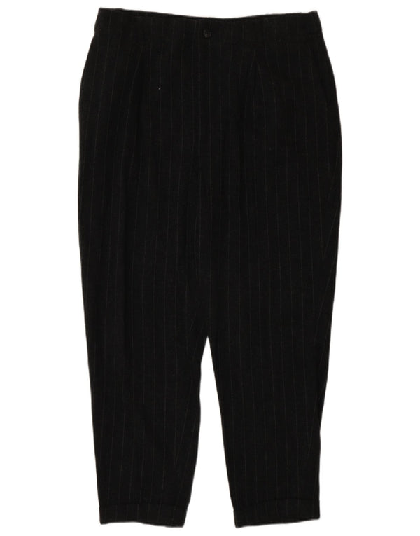 Zara Womens Tapered Cropped Trousers Large W30 L24 Grey Striped