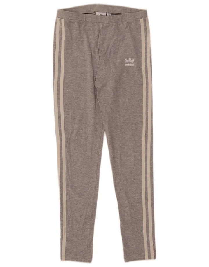 Adidas Womens Leggings UK 8 Small Grey Flecked Cotton