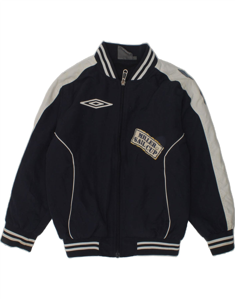 UMBRO Boys Bomber Jacket 7-8 Years Small Navy Blue Colourblock Polyamide | Vintage Umbro | Thrift | Second-Hand Umbro | Used Clothing | Messina Hembry 