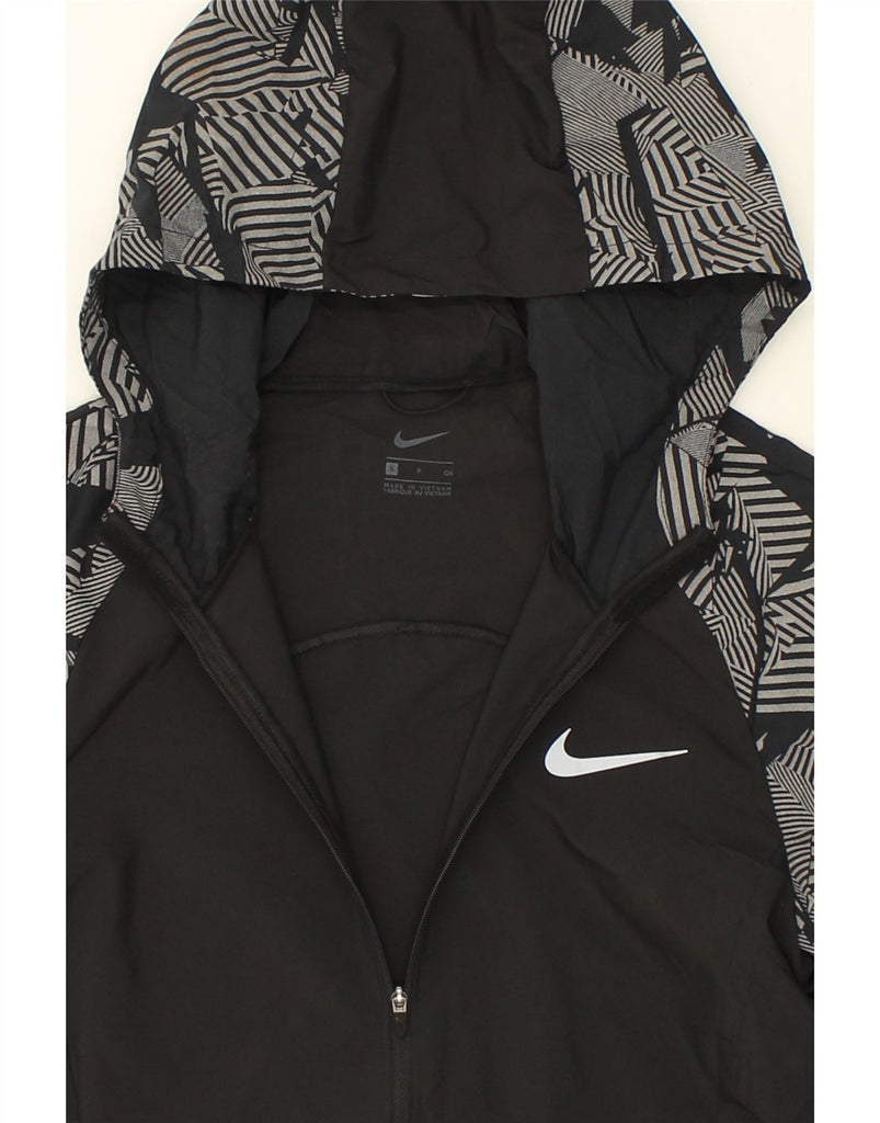 NIKE Womens Zip Hoodie Sweater UK 10 Small Black Colourblock Polyester | Vintage Nike | Thrift | Second-Hand Nike | Used Clothing | Messina Hembry 