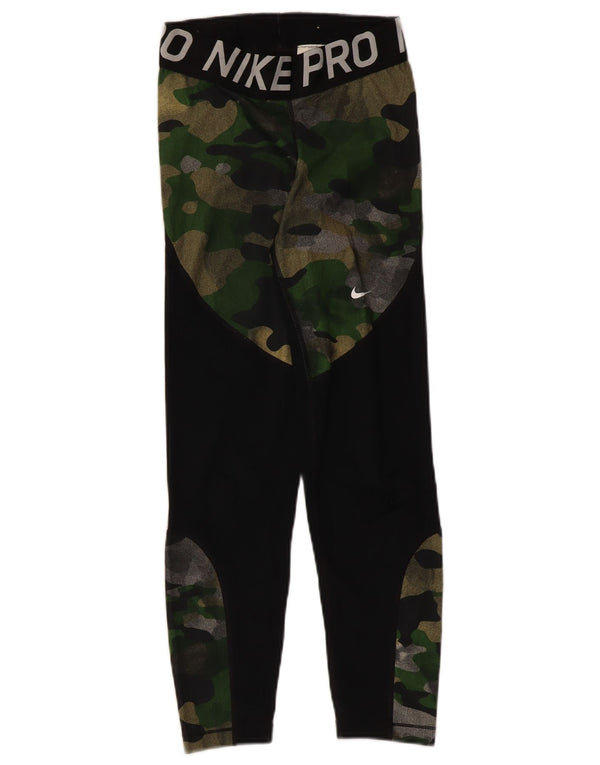 Nike Womens Graphic Leggings UK 4 XS Black Camouflage Polyester