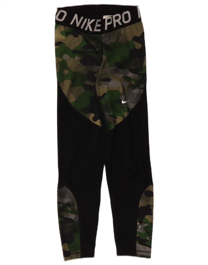 Nike Womens Graphic Leggings UK 4 XS Black Camouflage Polyester