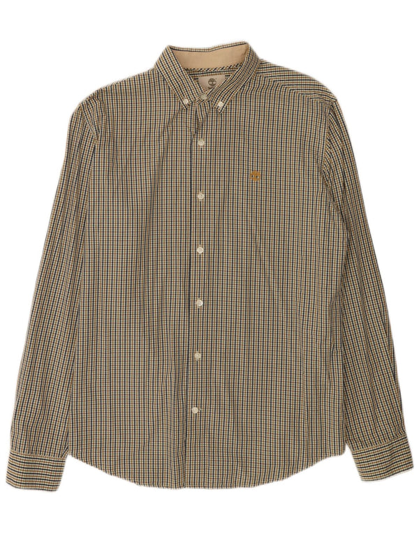 TIMBERLAND Mens Slim Fit Shirt Large Brown Check Cotton