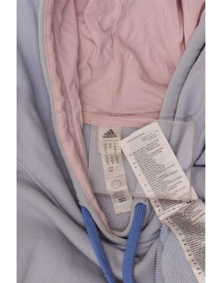 ADIDAS Womens Oversized Hoodie Jumper UK 12/14 Medium Blue Colourblock