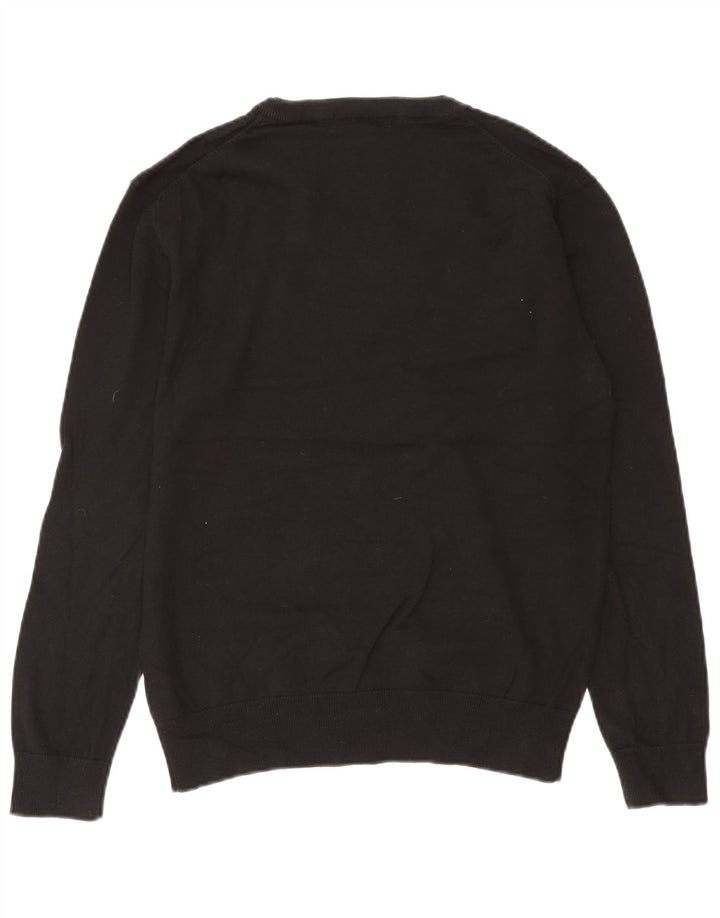 French Connection Mens V-Neck Jumper Sweater Small Black Cotton