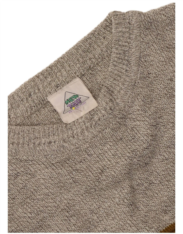 New Fast Mens Crew Neck Jumper Sweater IT 48/50 Medium Grey Colourblock
