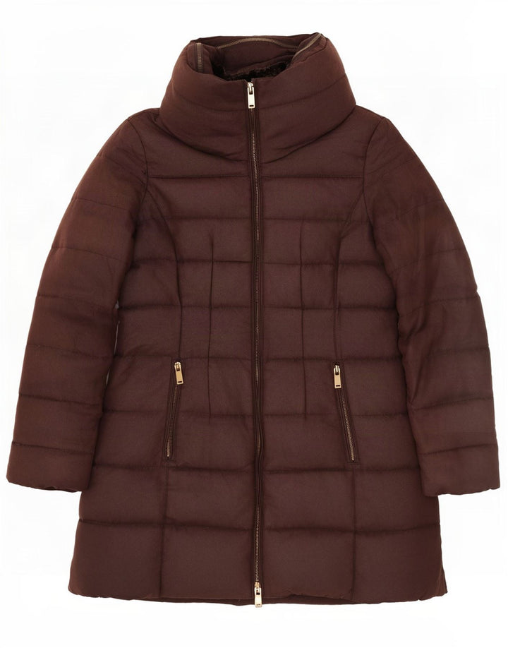 Zara Womens Hooded Padded Jacket UK 14 Large Brown Polyester