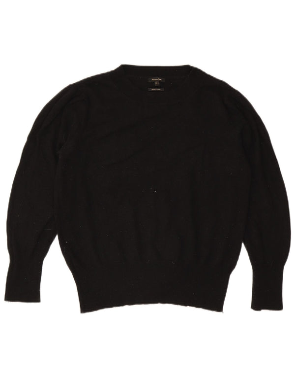 Massimo Dutti Womens Crew Neck Jumper Sweater UK 14 Medium Black