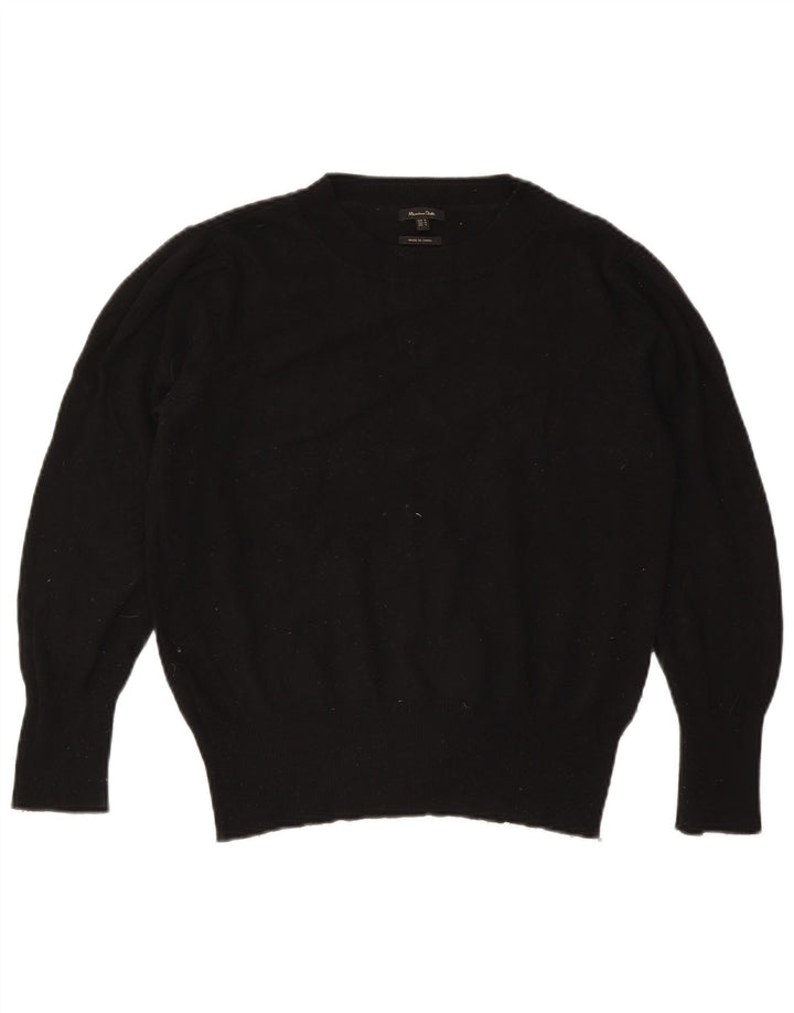 Massimo Dutti Womens Crew Neck Jumper Sweater UK 14 Medium Black