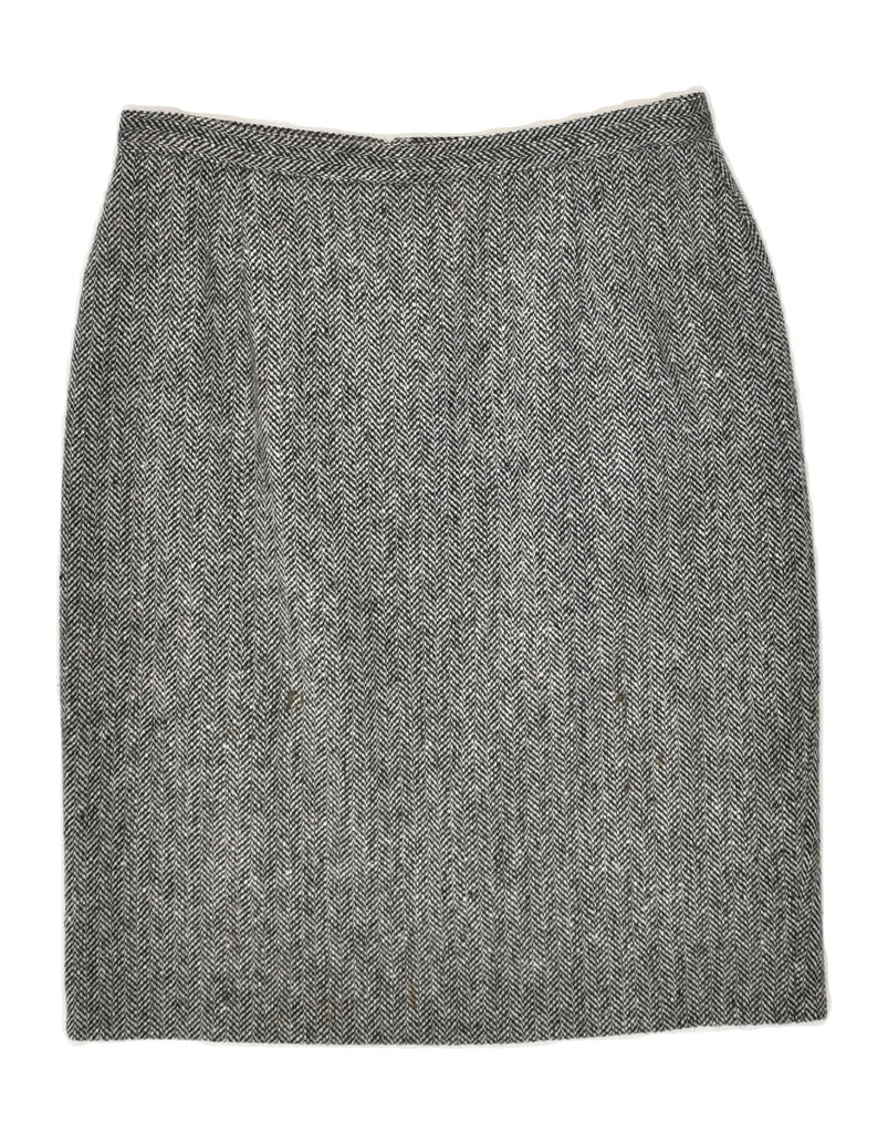 VINTAGE Womens Pencil Skirt IT 42 Medium W28  Grey Herringbone Wool | Vintage Vintage | Thrift | Second-Hand Vintage | Used Clothing | Messina Hembry 