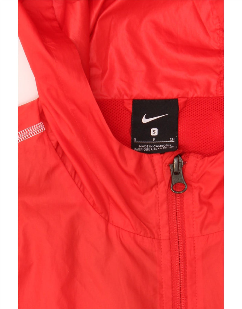 NIKE Mens Hooded Rain Jacket UK 36 Small Red Polyester Vintage Nike and Second-Hand Nike from Messina Hembry 
