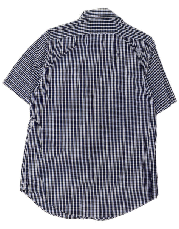 Polo Ralph Lauren Mens Short Sleeve Shirt Large Navy Blue Check Cotton