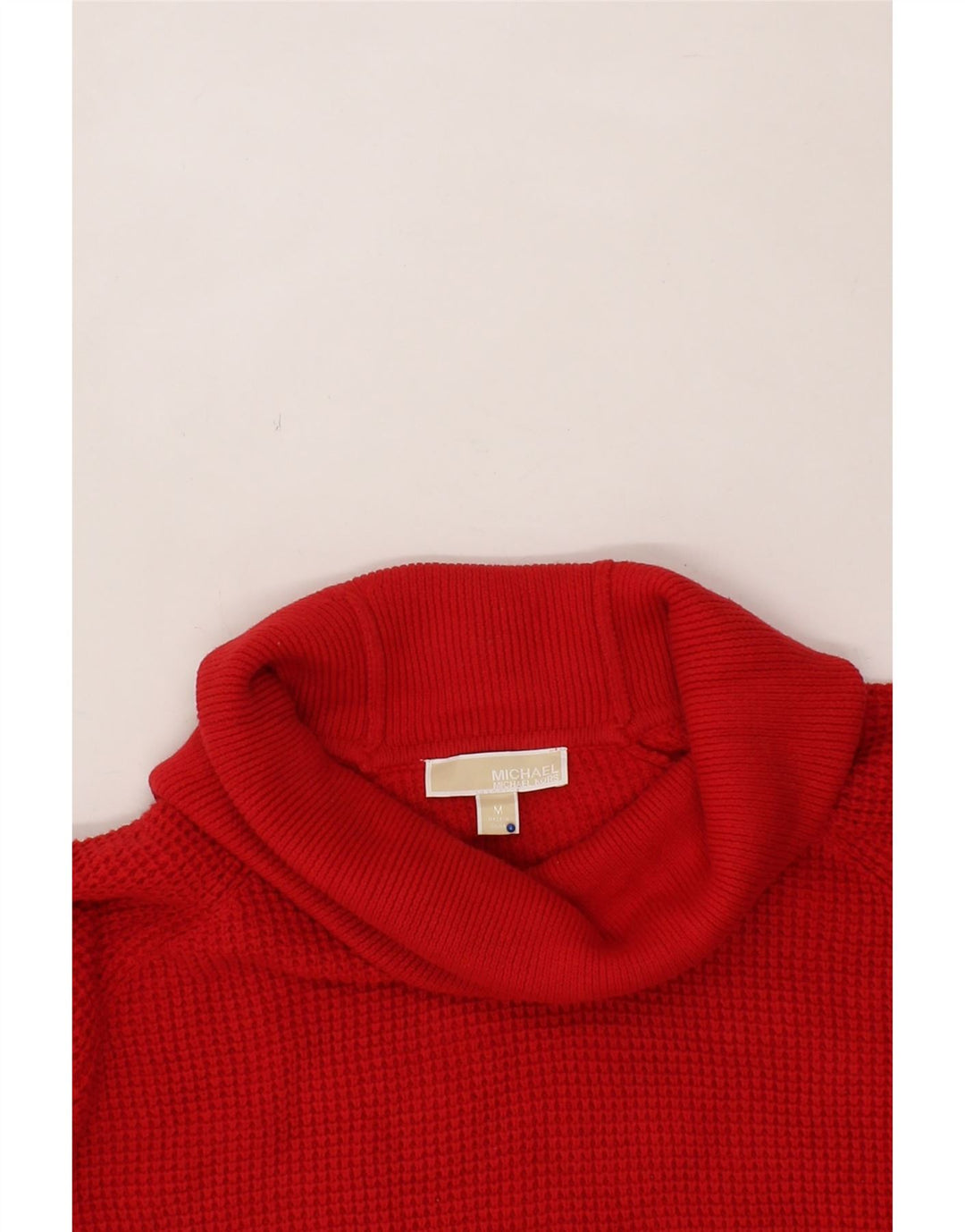 MICHAEL KORS Womens Roll Neck Jumper Sweater UK 14 Medium Red Cotton Vintage Michael Kors and Second-Hand Michael Kors from Messina Hembry 