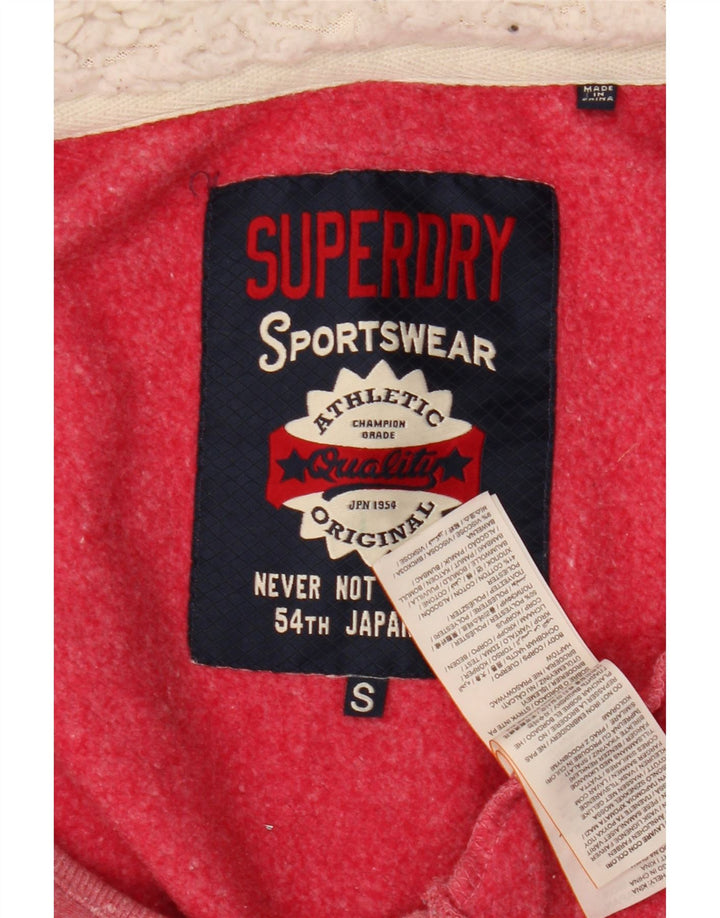 Superdry Womens Graphic Zip Hoodie Sweater UK 10 Small Pink Polyester
