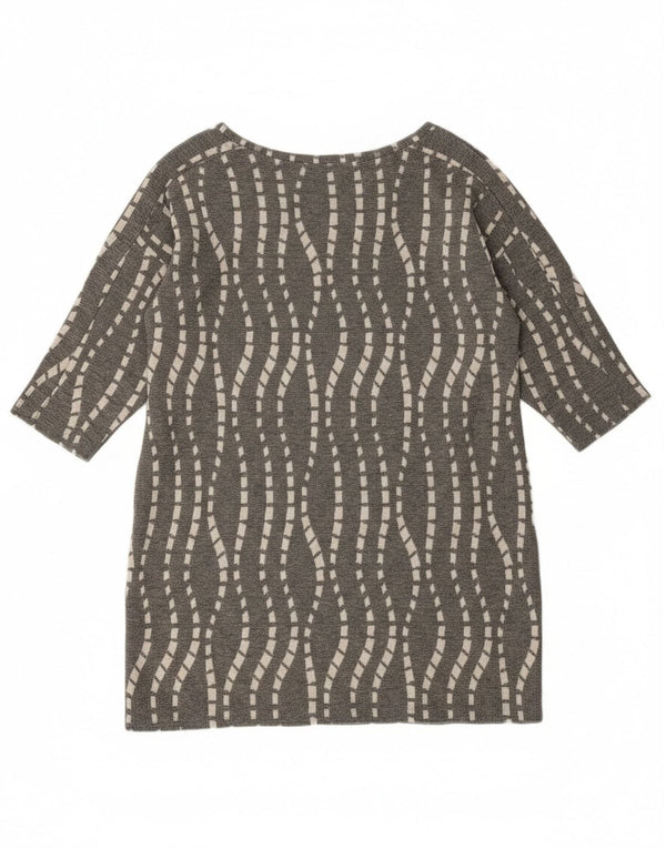Zara Womens Tunic Top UK 16 Large Grey Chevron