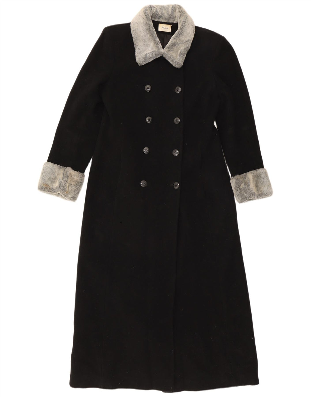 Pimkie Womens Double Breasted Coat IT 44 Medium Black Wool