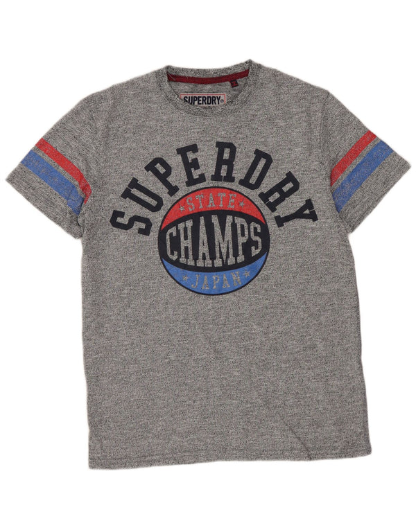 Superdry Mens Graphic T-Shirt Top Small Grey Flecked Cotton