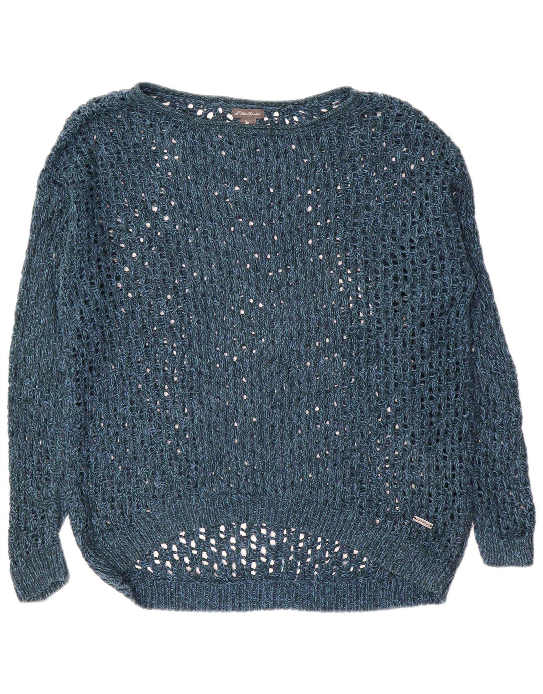 Eddie Bauer Womens Oversized Boat Neck Jumper Sweater UK 14 Medium Navy Blu